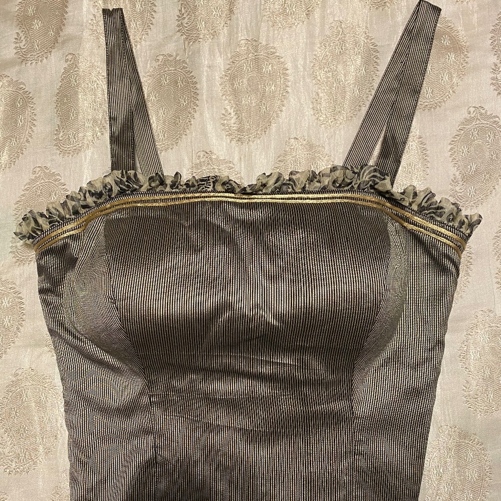 Designer black and gold bustier top - NWOT